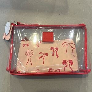 tender love + carry red/pink bow toiletry cosmetic pouch